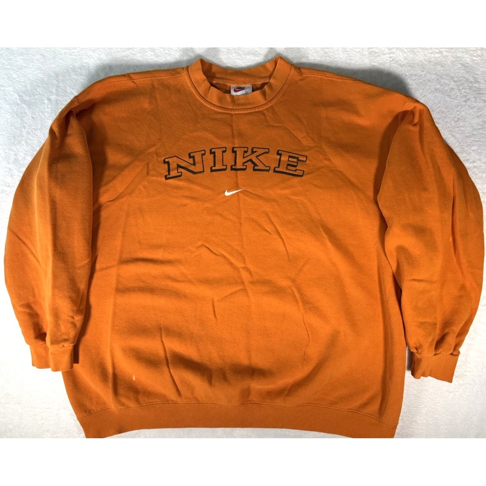 VTG 90s Nike Center Swoosh Spell Out Crewneck Sweatshirt Size XXL Made In USA - Picture 2 of 11